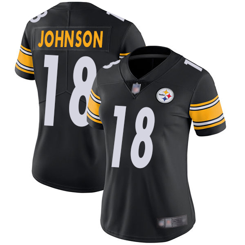 Women Pittsburgh Steelers Football #18 Limited Black Diontae Johnson Home Vapor Untouchable Nike NFL Jersey